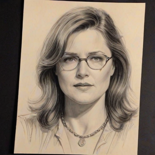 Beauteous Lucy Lawless, pencil sketch, portrait of Appealing woman 1929s in glasses, hair style beatnik, outline, clear lines, fine lines, 8k