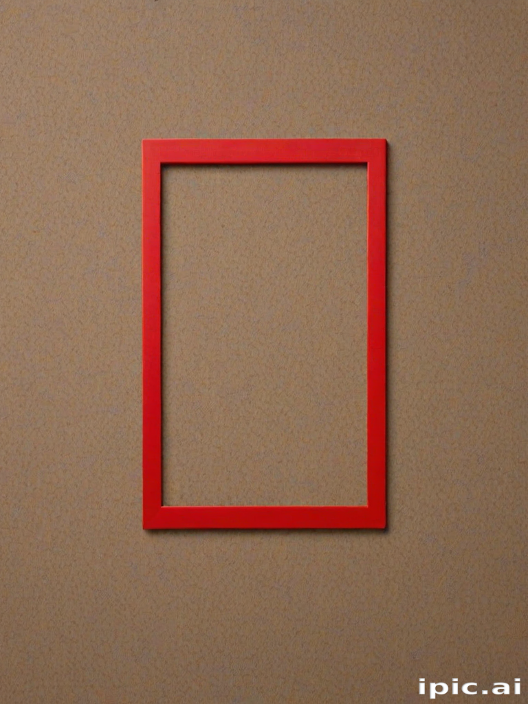 A Bold Red Frame Hanging on a Simple Brown Wall Background