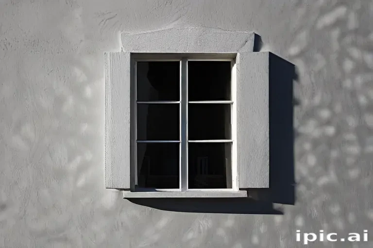 Elegant White Window Framed by Soft Shadows on a Light Wall