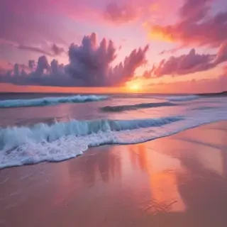pink beach sunset