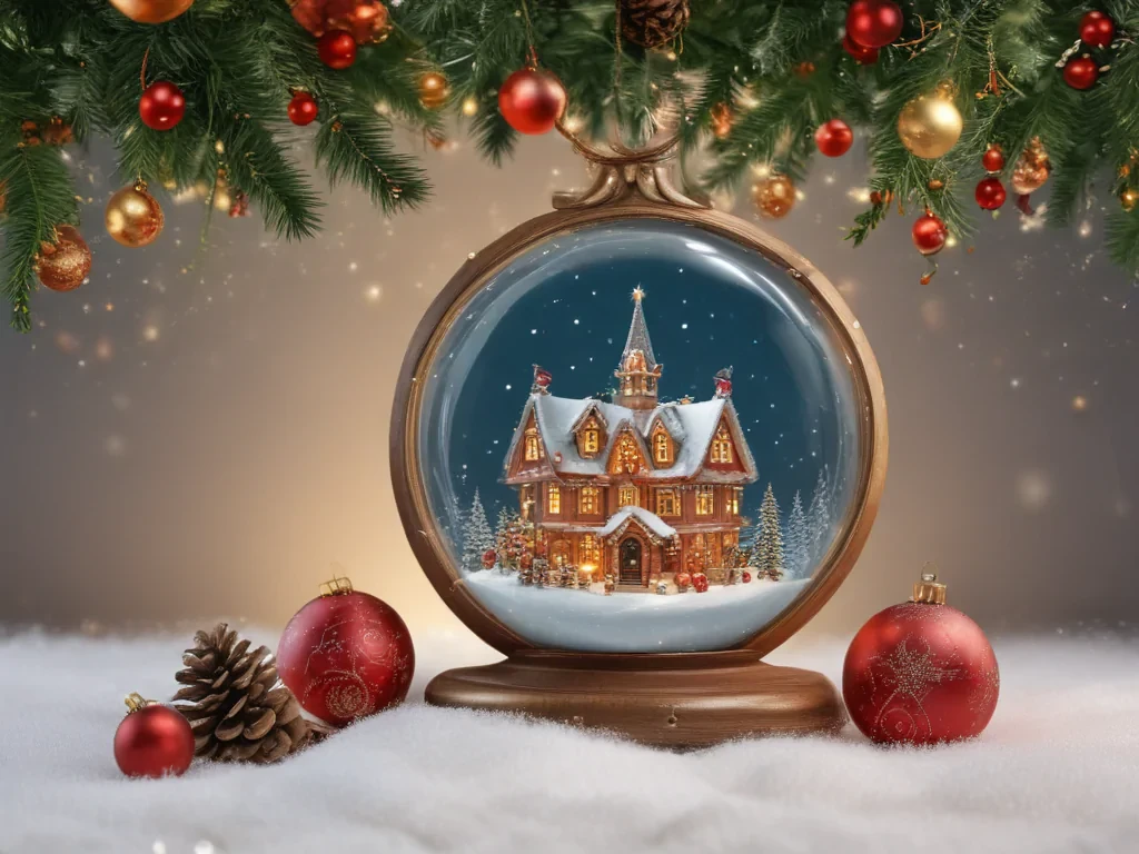 Enchanting Christmas Snow Globe Featuring a Cozy Winter Wonderland Scene