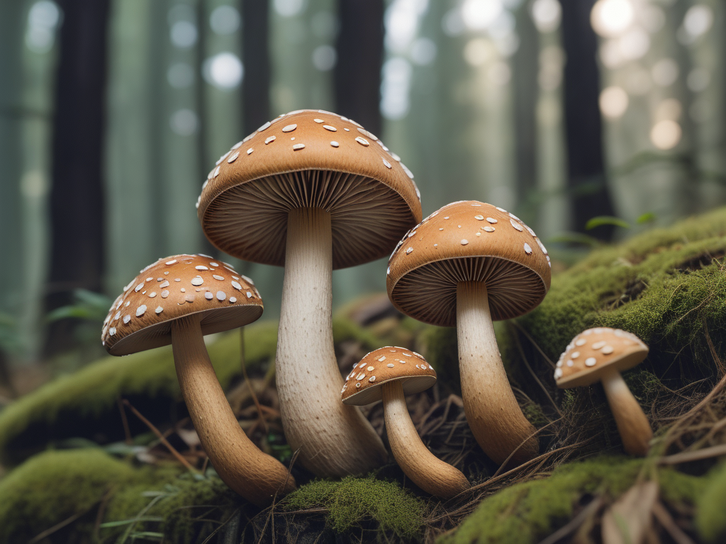 A Creative Culinary Arrangement of Mushrooms Next to a Bowl of Sugar