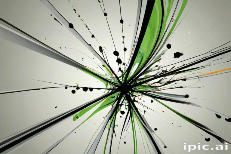 Dynamic Abstract Art with Green and Black Lines Radiating Outward ...
