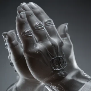 transparent praying hands