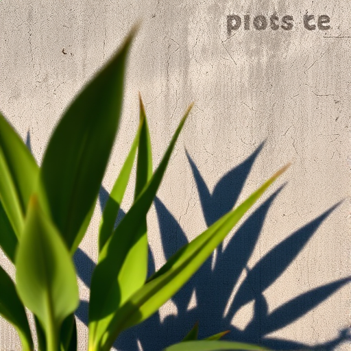 A close-up shot of plant shadows against a textured concrete wall, taken with a Canon EOS R5, 50mm lens, aperture f/2.8, ISO 100, 1/125s, natural light, shallow depth of field to enhance detail and contrast.