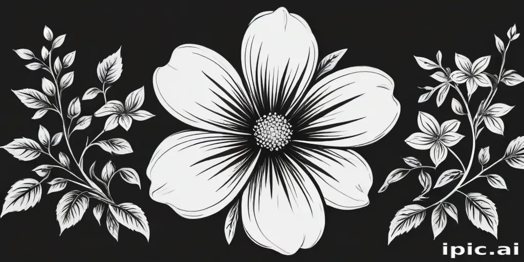 flower clip art black and white
