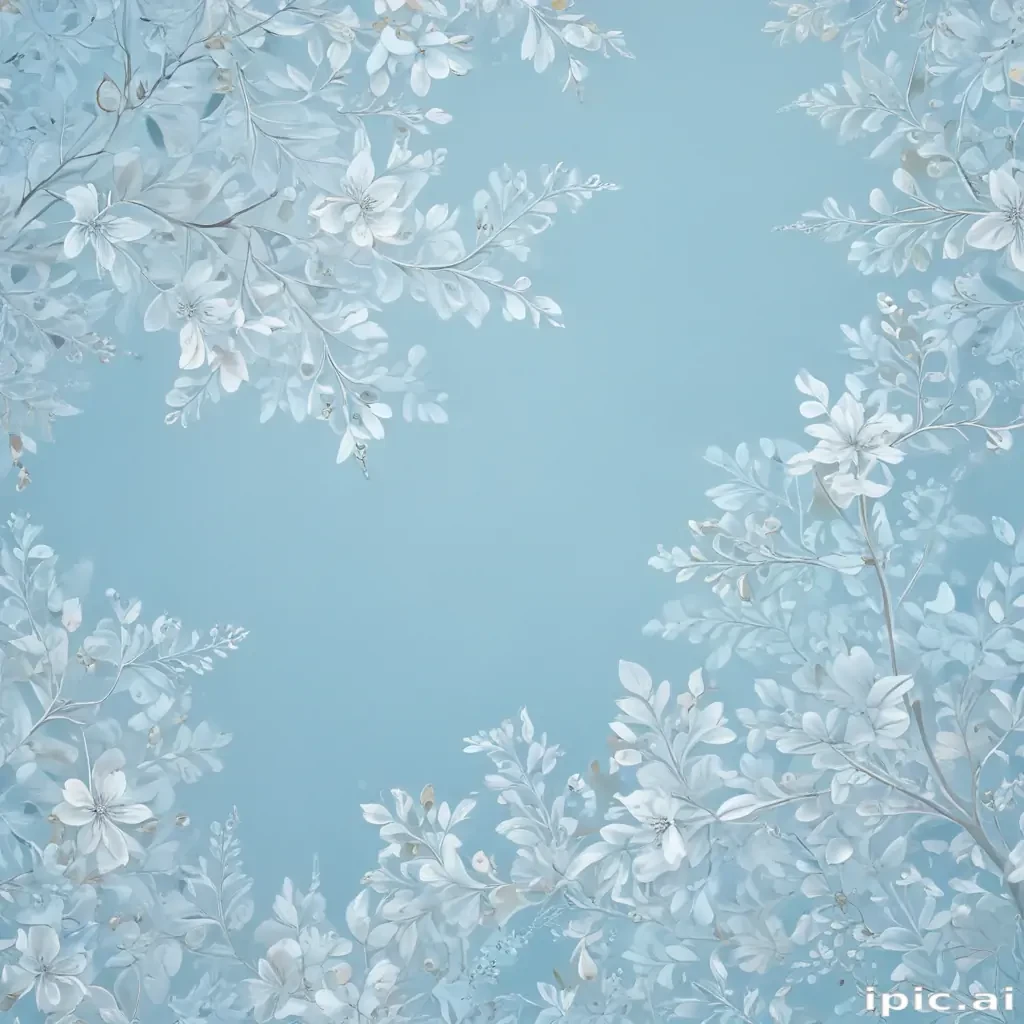 Delicate White Floral Patterns on a Soft Blue Background for Elegant Decor