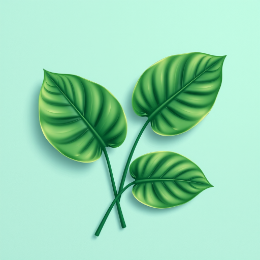 Create a vector-style illustration of three monstera leaves with a textured mint green background, using a 50mm lens, f/4 aperture, ISO 100, shot from a top-down view to enhance texture and detail.
