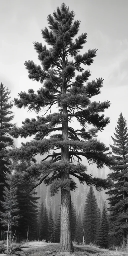 black and white pine tree clipart