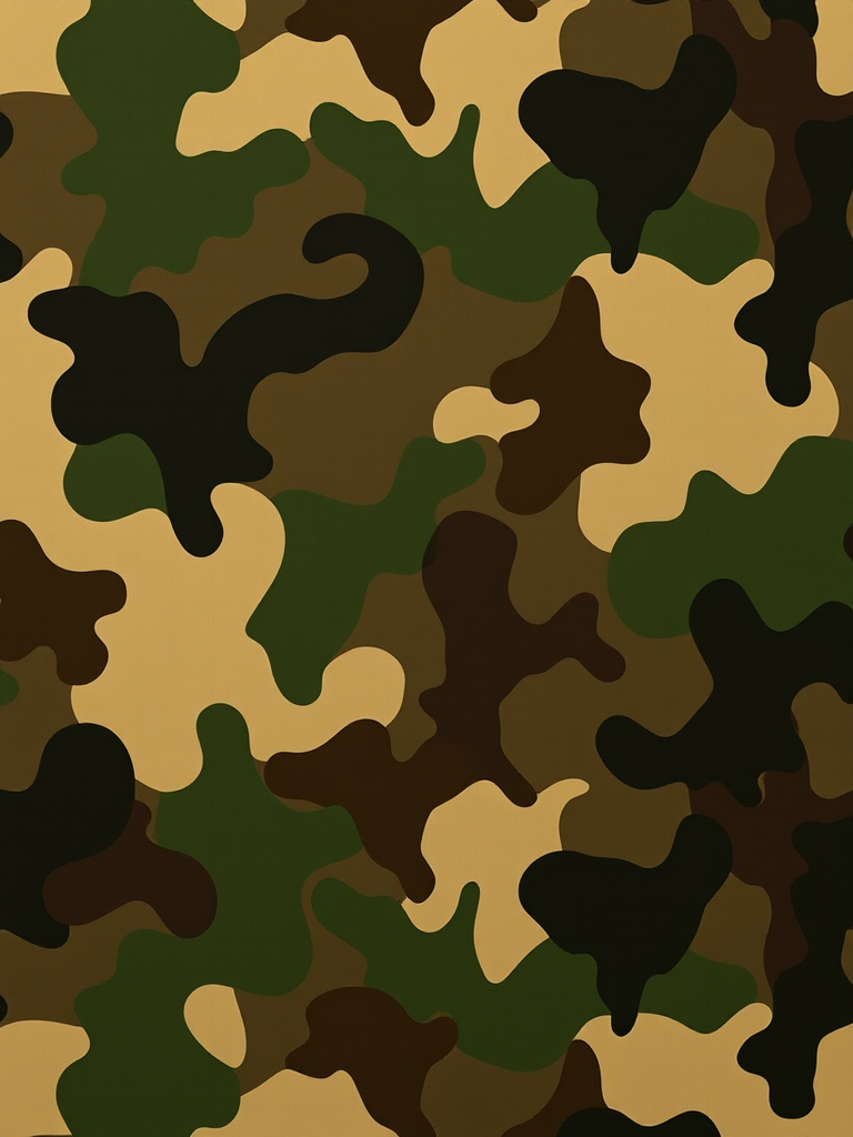 create a high-resolution abstract camouflage pattern with deep greens, browns, and beige tones, shot using a DSLR camera at f/8 aperture, ISO 200, 50mm lens, and a soft focus view to enhance texture and detail