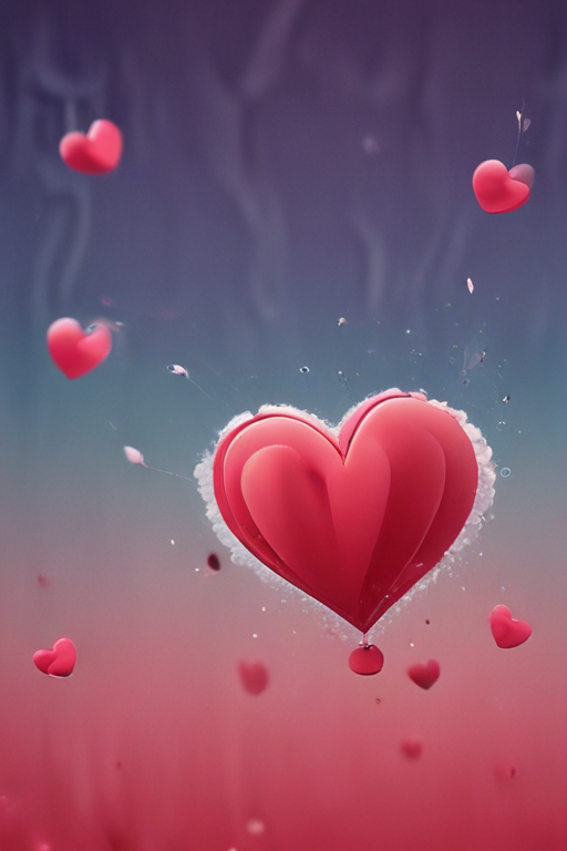 Floating Hearts in a Dreamy Background of Love and Affection