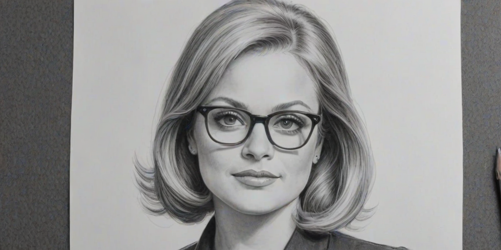 Resplendent Kelsey Grammer, pencil sketch, portrait of Resplendent woman 1964s in glasses, hair style beatnik, outline, clear lines, fine lines, 8k