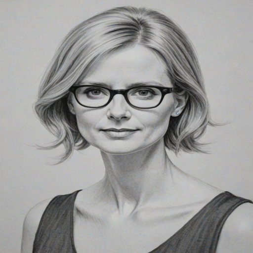 Comely Cynthia Nixon, pencil sketch, portrait of Appealing woman 1966s in glasses, hair style beatnik, outline, clear lines, fine lines, 8k