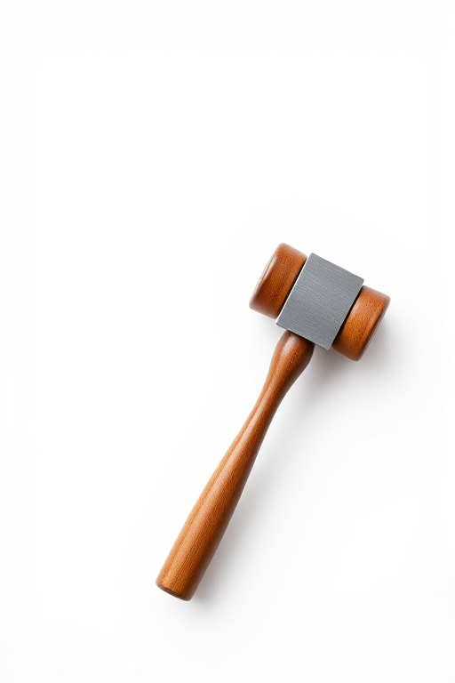 create a high-resolution image of a gavel with a sleek, modern design on a white background, shot using a DSLR camera with a 50mm lens at f/1.8, 1/200s shutter speed, ISO 100, top-down view, using soft box lighting for even illumination to enhance the details and colors.