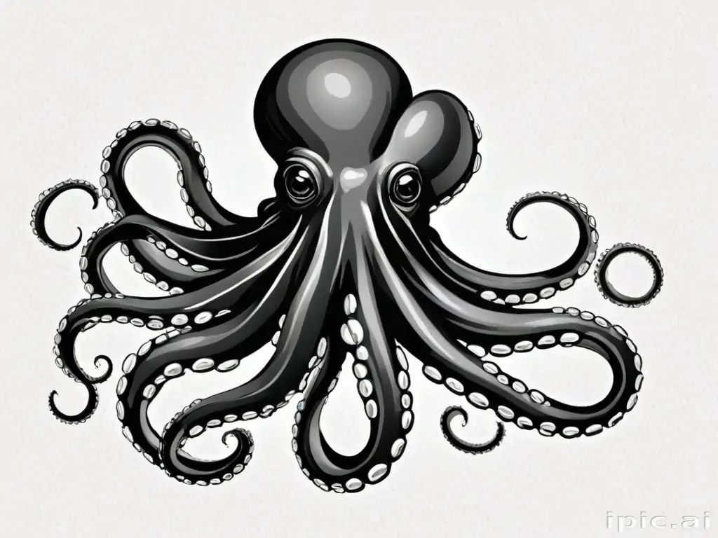 octopus clipart black and white