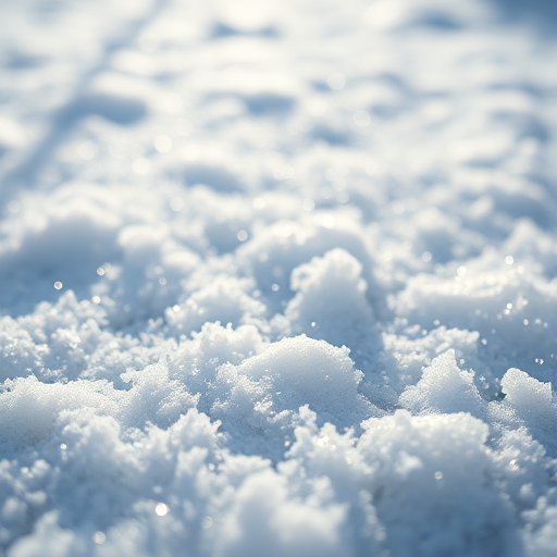 photograph of a snow-covered ground with sparkling crystals in sunlight, shallow depth of field, focus on texture, taken with a Canon EOS 5D Mark IV, ISO 100, f/2.8, 1/250s, natural lighting, macro lens perspective