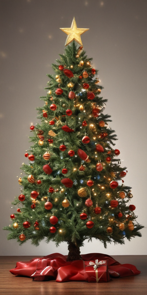 Beautifully Decorated Christmas Tree with Bright Lights and Colorful ...