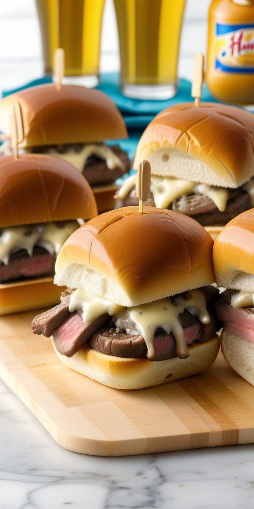 steak and cheese sliders on hawaiian rolls