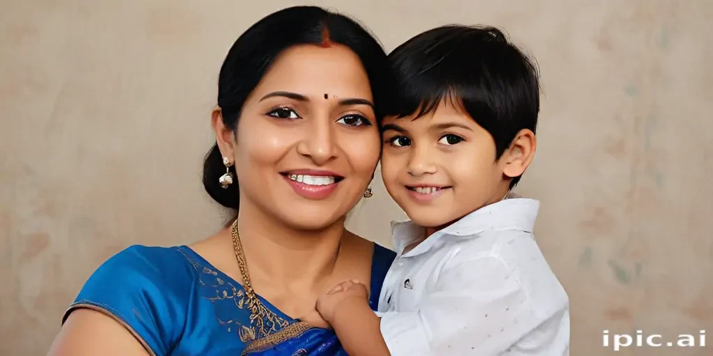 mom and son indian