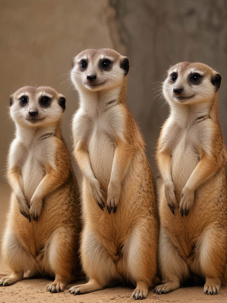 Five meerkats having birthday party.