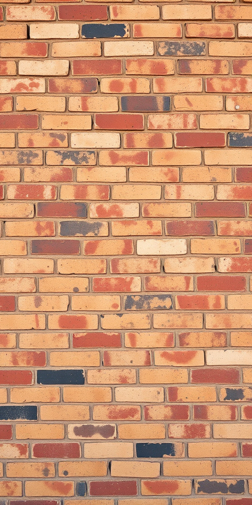 regenerate an image of a textured brick wall with a warm color palette, using a Canon EOS R5 camera set to f/8 aperture, ISO 100, shutter speed 1/125 sec, shot from a straight-on angle in natural lighting for enhanced detail and clarity