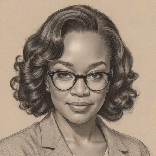 Delightful Shonda Rhimes, pencil sketch, portrait of Superb woman 1958s in glasses, hair style beatnik, outline, clear lines, fine lines, 8k