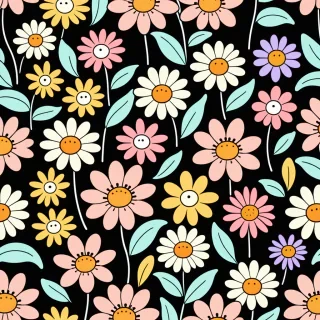 cartoon flowers aesthetic