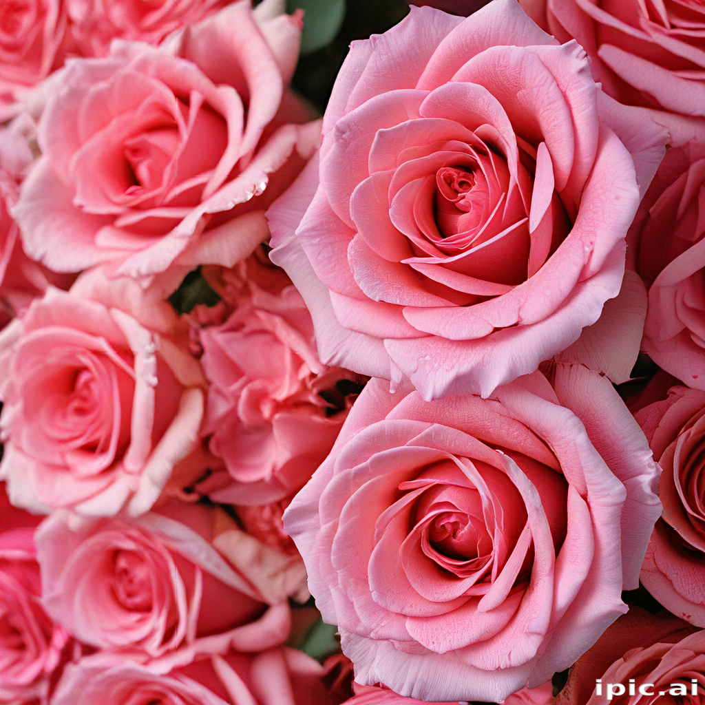 Beautiful Bouquet of Soft Pink Roses in Full Bloom Displaying Natural ...