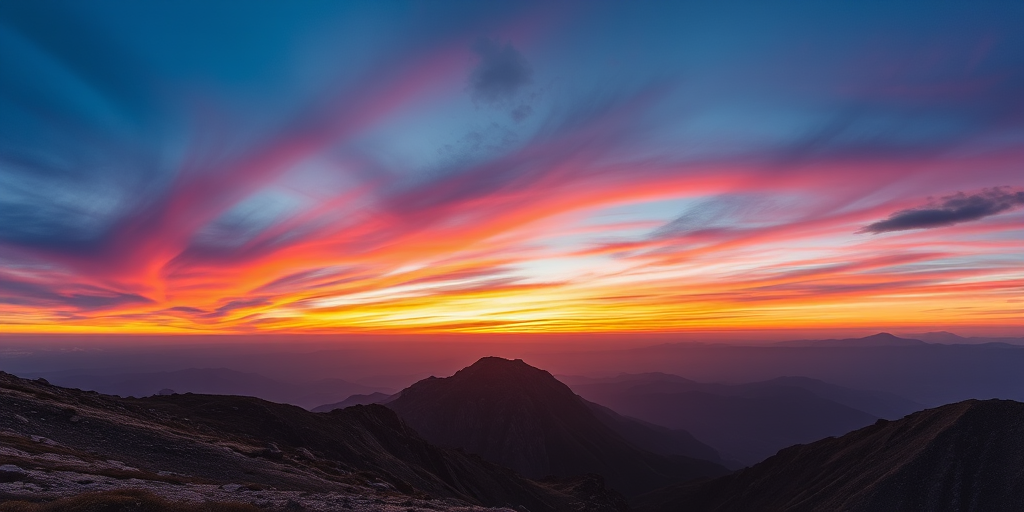 Create a high-resolution image of a serene mountain landscape during sunrise, with vibrant colors in the sky, captured from a wide-angle view using a DSLR camera at f/8 aperture, ISO 100, shutter speed 1/125s, ensuring sharp details and rich textures.