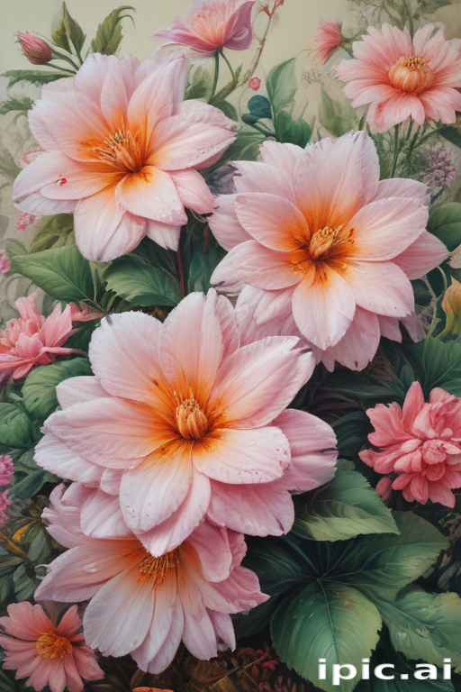 Vibrant Pink Flowers Blooming Amidst Lush Green Foliage and Delicate Petals