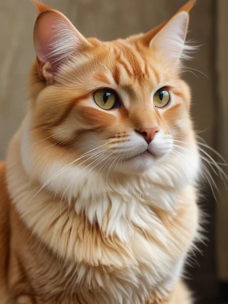 A Beautiful Orange Maine Coon Cat with Striking Green Eyes and Fluffy Fur.