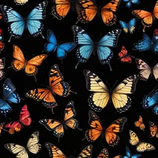 butterflies in black background