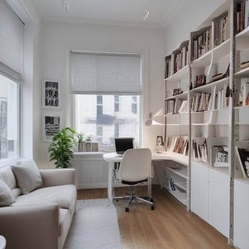 ikea inspired office room with windows for artists and collectors