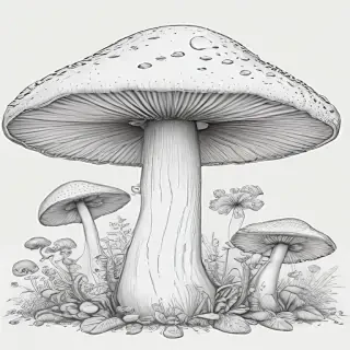 mushroom line art