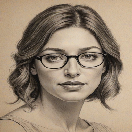 Magnificent Chelsea Peretti, pencil sketch, portrait of Alluring woman 1927s in glasses, hair style beatnik, outline, clear lines, fine lines, 8k