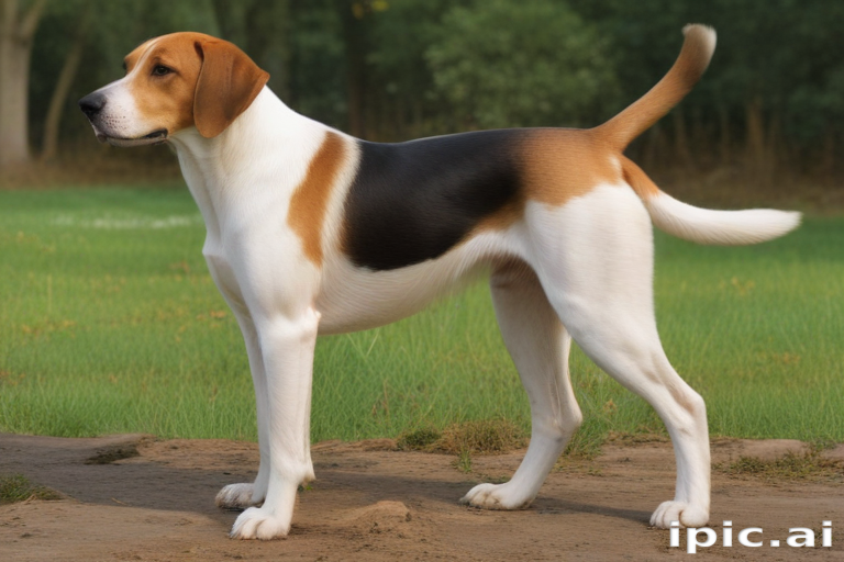 A Beautiful Dog Standing Gracefully in a Lush Green Field.