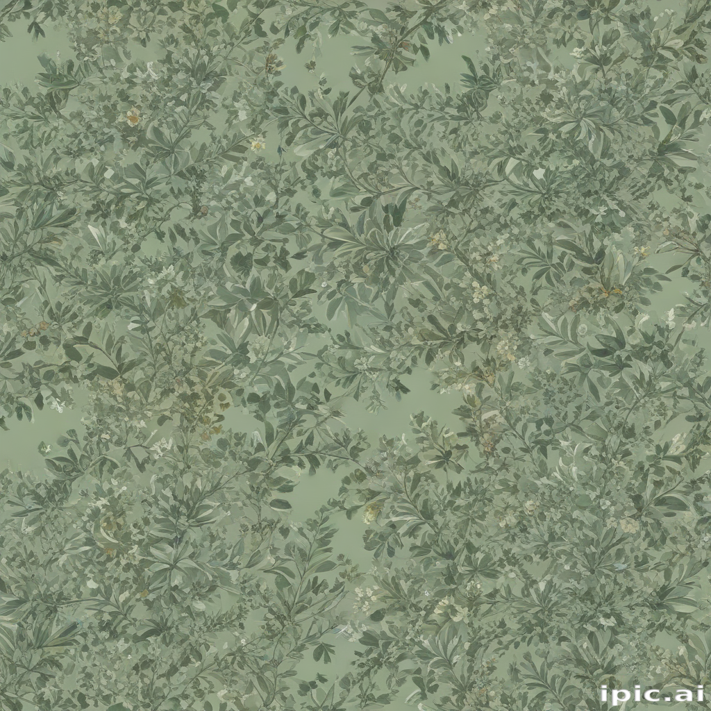 Delicate Green Botanical Pattern Featuring Lush Leaves and Subtle Blossoms