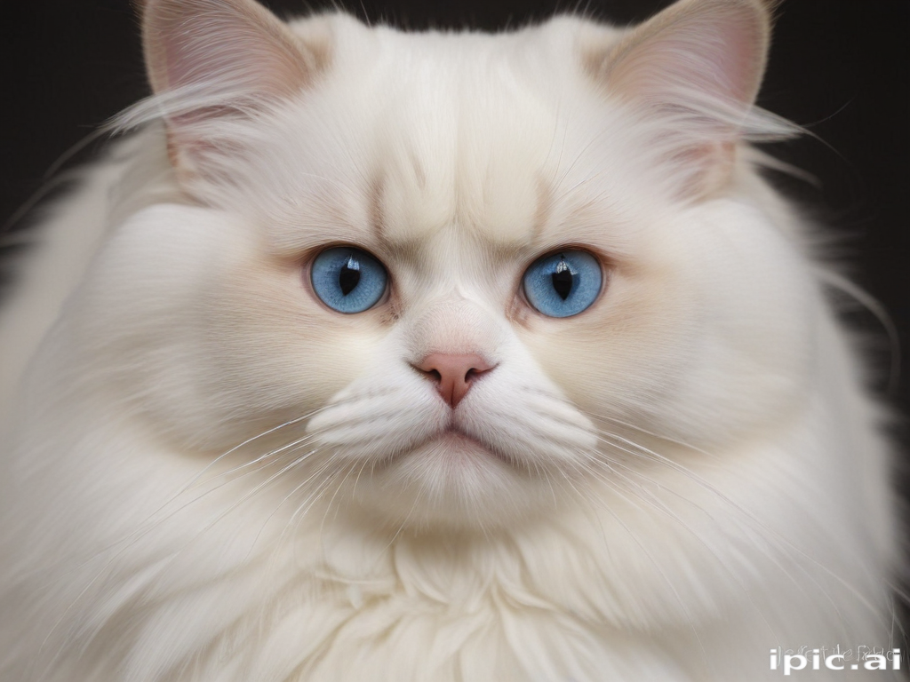 Majestic White Cat With Striking Blue Eyes and Fluffy Fur
