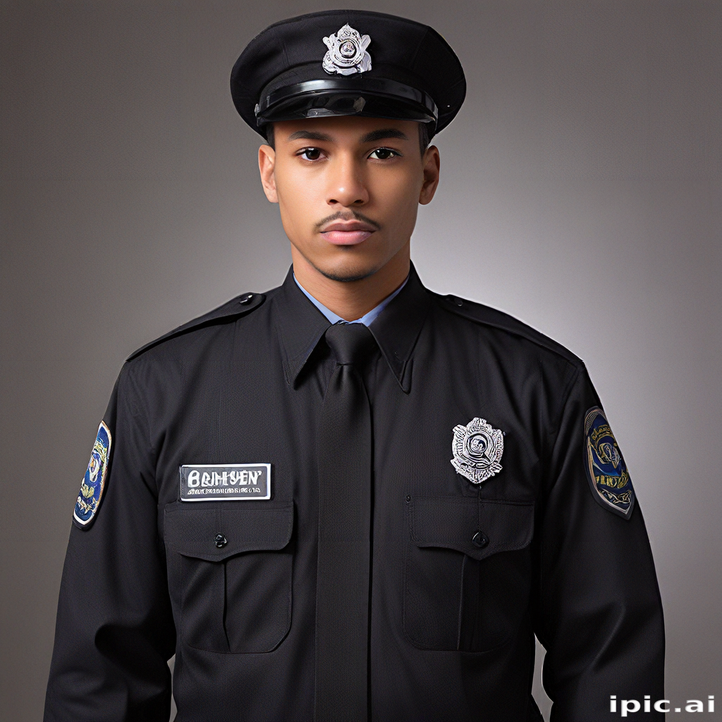 A Confident Police Officer in Uniform Posing for a Professional Portrait.