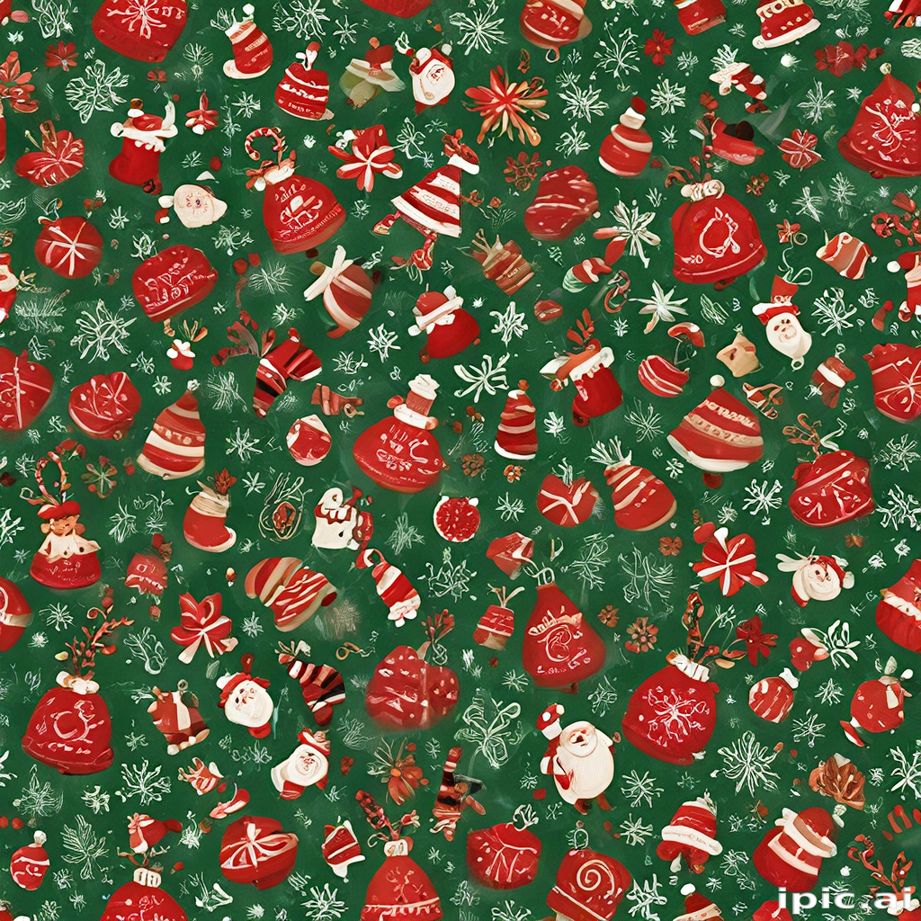 Festive Holiday Pattern Featuring Christmas Ornaments, Santa Claus, and ...