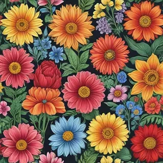 colored drawings of flowers