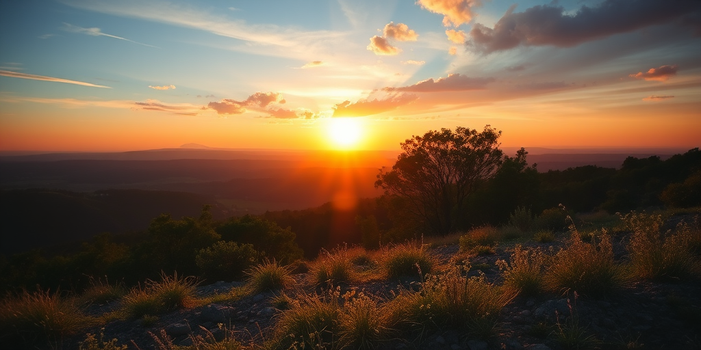 Generate a high-resolution image of a serene landscape during golden hour, using a Canon EOS R5 camera with a 24-70mm f/2.8 lens, aperture set to f/8, ISO 100, shutter speed 1/200s, shot from a low angle to capture foreground details and a wide view of the background scenery.