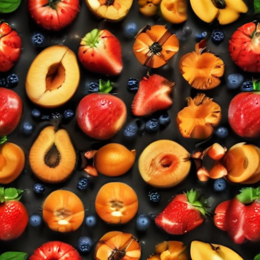 A Colorful Arrangement of Fresh Fruits Displayed on a Dark Background.