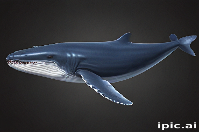 Majestic Blue Whale Swimming Gracefully in Deep Ocean Waters