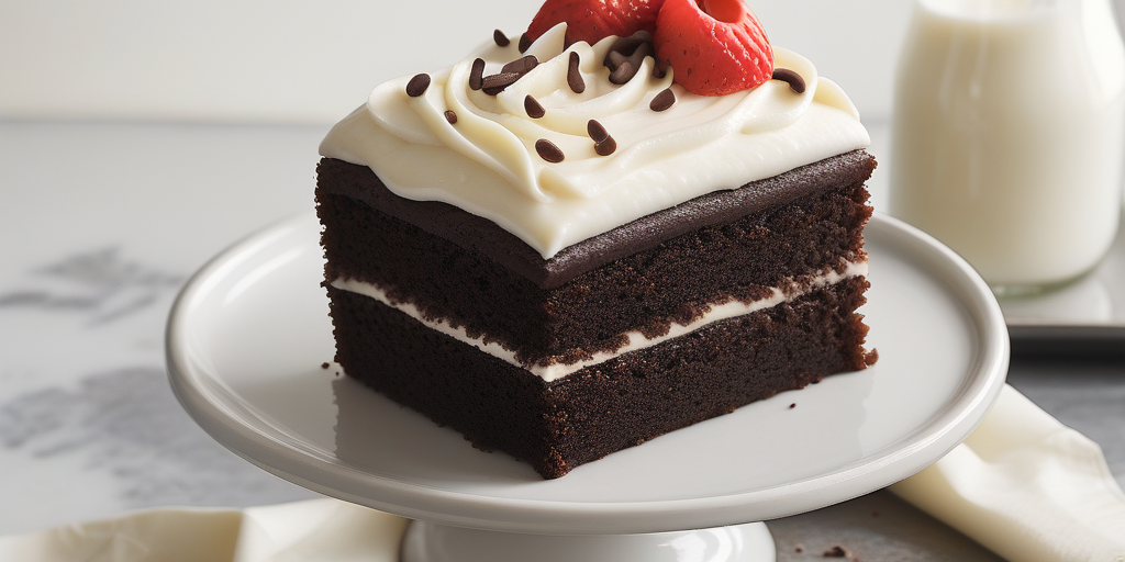 chocolate cake and vanilla frosting