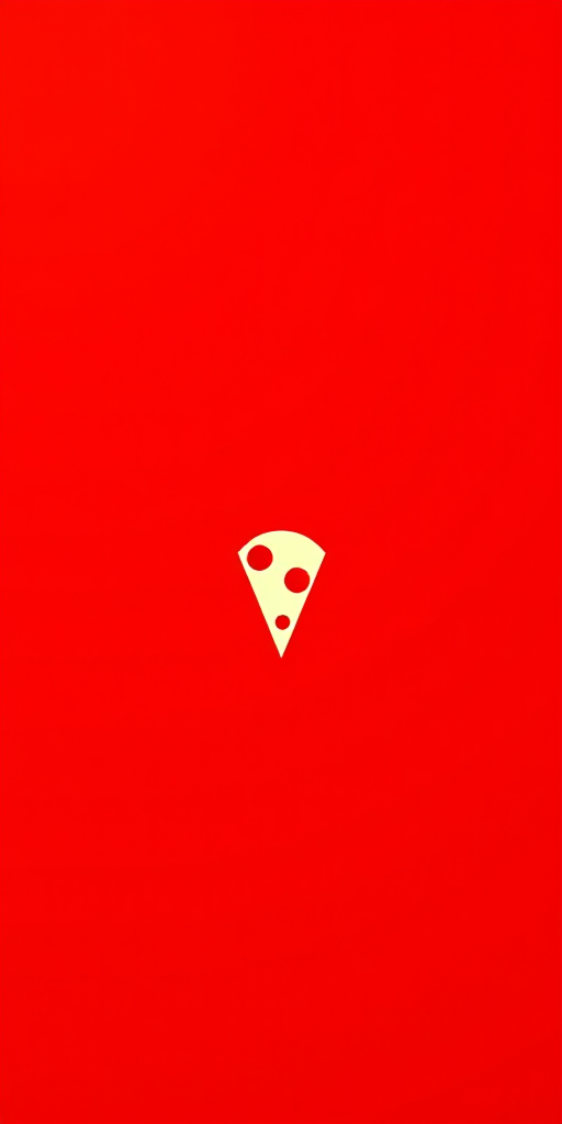Design a minimalist logo featuring a stylized flame with a pizza slice incorporated, set against a vivid red background, using a DSLR camera with a 50mm lens, aperture f/1.8, ISO 100, taken in soft natural light to enhance sharpness and color vibrancy.