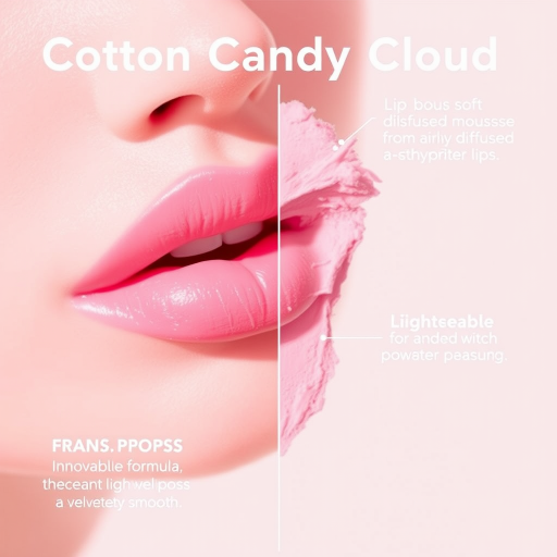 Playful "Cotton Candy Cloud" lip mousse creates a soft, diffused effect with its airy, whipped texture. This innovative formula transforms from a creamy mousse to a lightweight powder finish, leaving lips with a velvety-smooth appearance. The buildable color allows for customizable intensity, from a subtle wash to a bold, statement-making look.