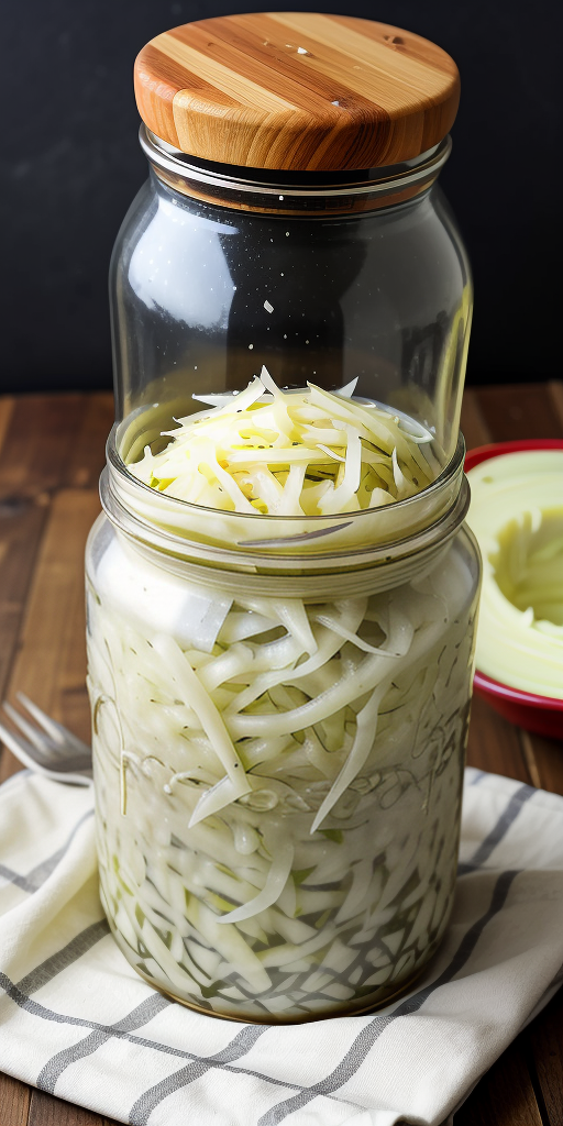 homemade sauerkraut in a crock