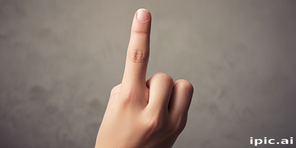 Hand Gesture Displaying a Single Finger Pointing Upwards Against a Gray ...