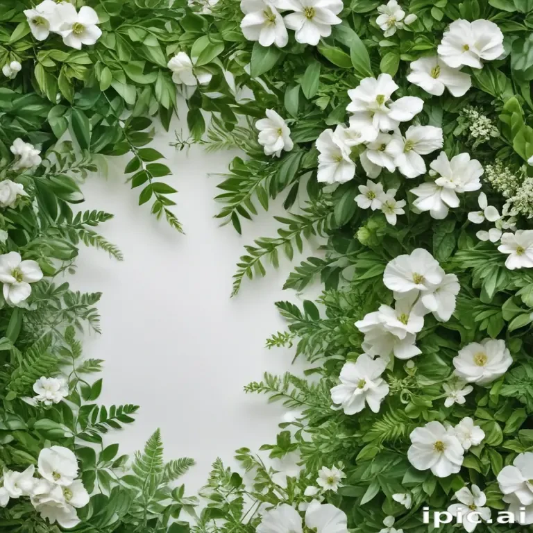 white and greenery background